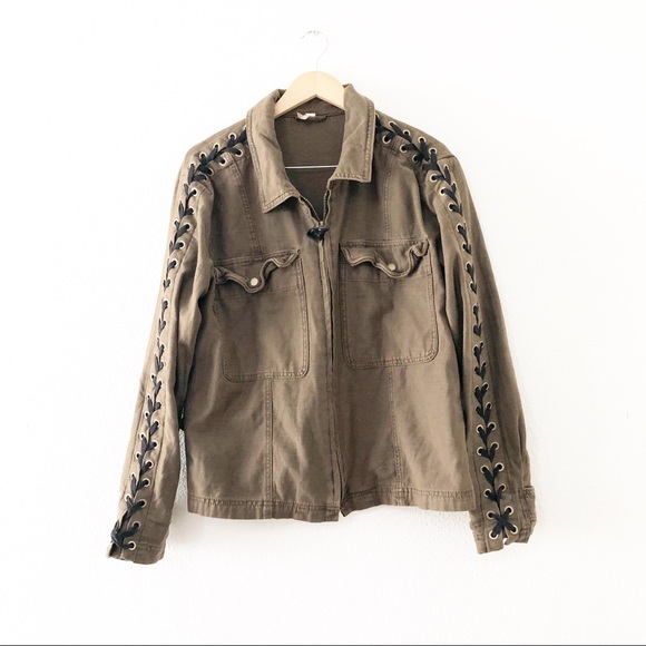 Free People Military Faye Lace Up Sleeve Jacket - Picture 4 of 15